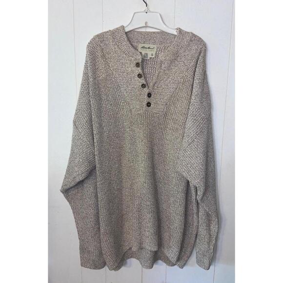 Eddie Bauer Other - Eddie Bauer Sweater Mens XXL Heathered Beige Henley Pullover Button Front Vintag